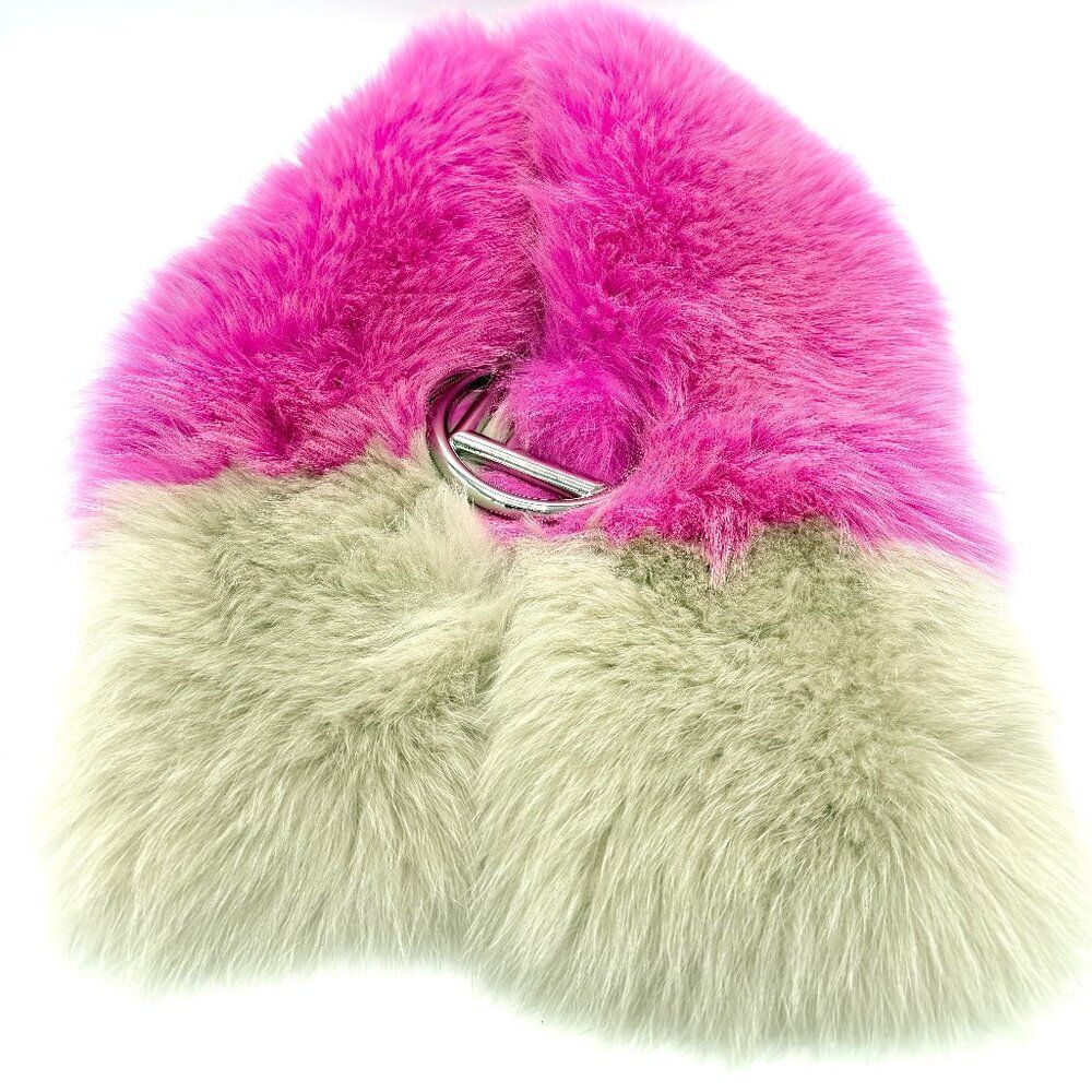 Fendi Pink-Beige Fox Fur Scarf